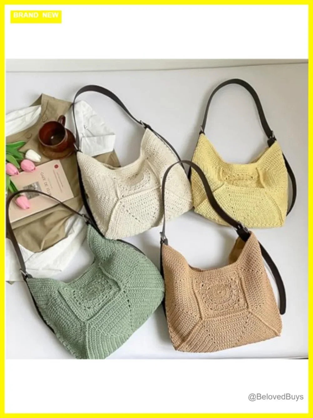Crochet Bohemia Macrame Hobo Shoulder Bag Summer Beach Tote Purse